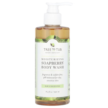 Tree To Tub, Moisturizing Soapberry Body Wash, Raw Unscented , 8.5 fl oz (250 ml)
