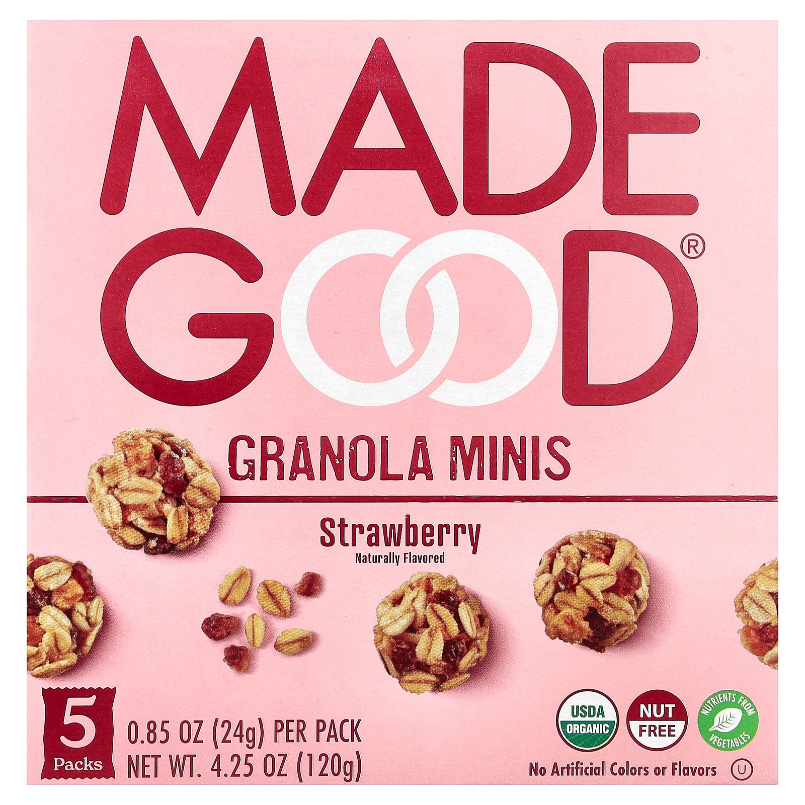 MadeGood, Granola Minis, Strawberry, 5 Packets, 0.85 oz (24 g) Each
