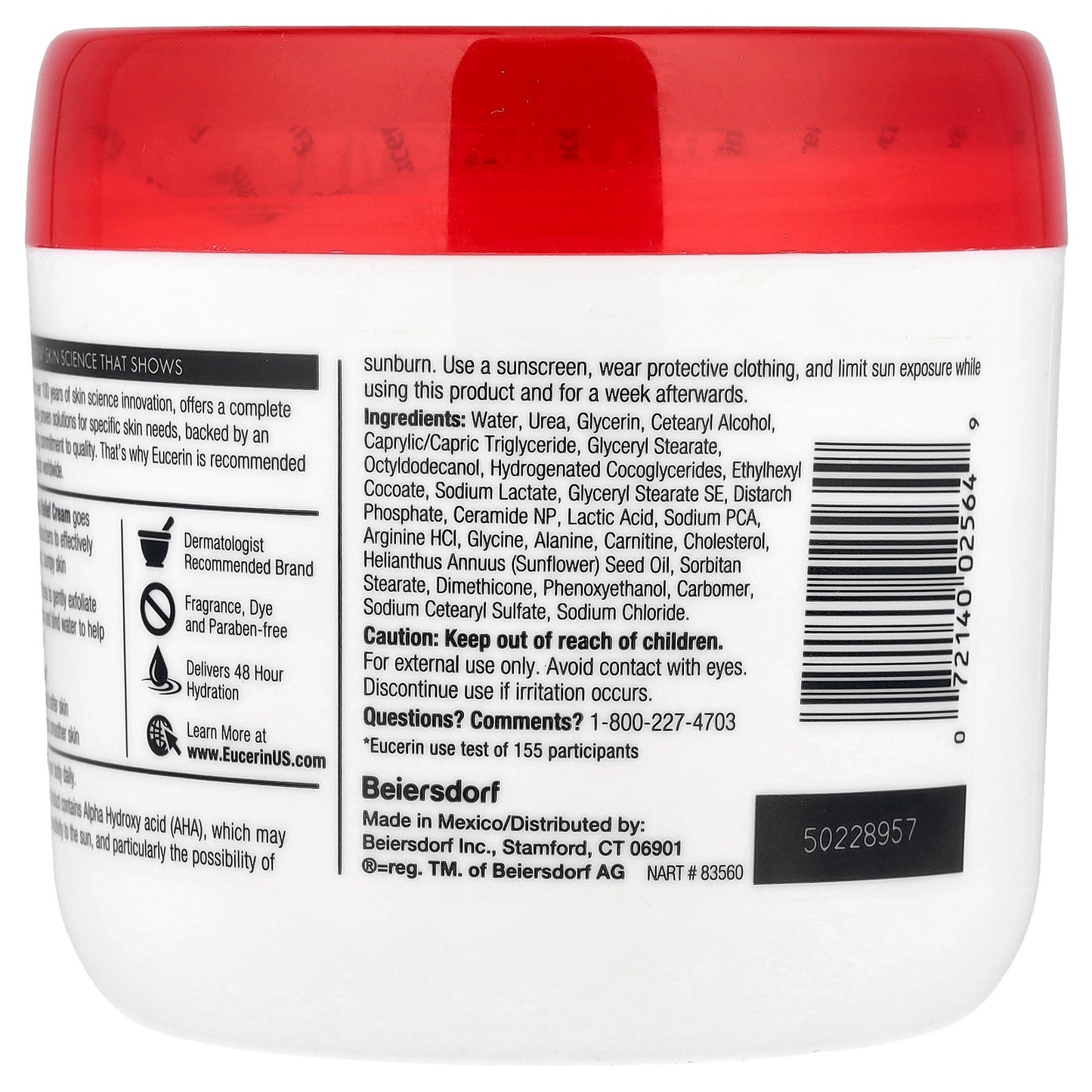 Eucerin, Roughness Relief Cream, Fragrance Free, 16 oz (454 g)