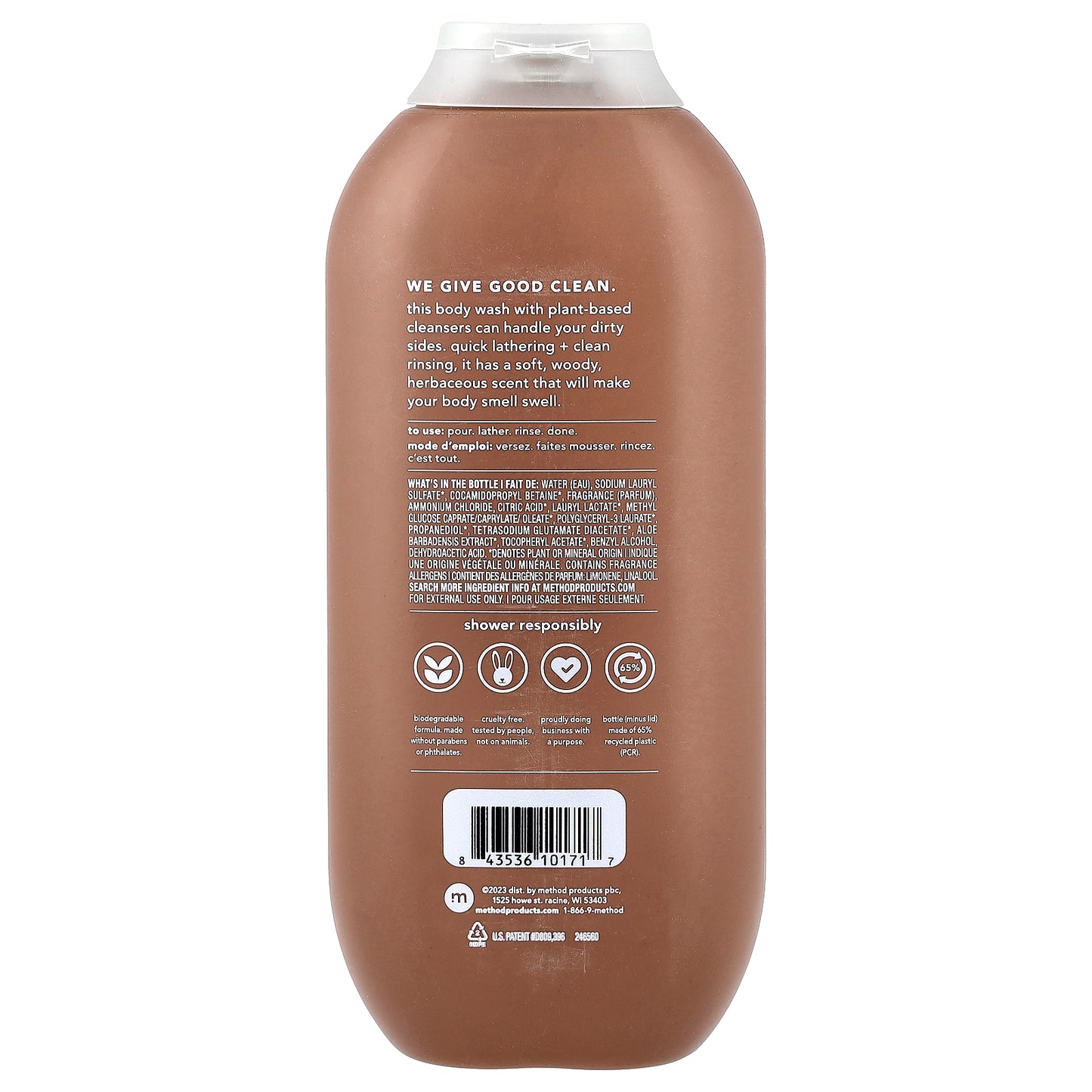 Method, Men, Body Wash, Sandalwood + Vetiver, 18 fl oz (532 ml)