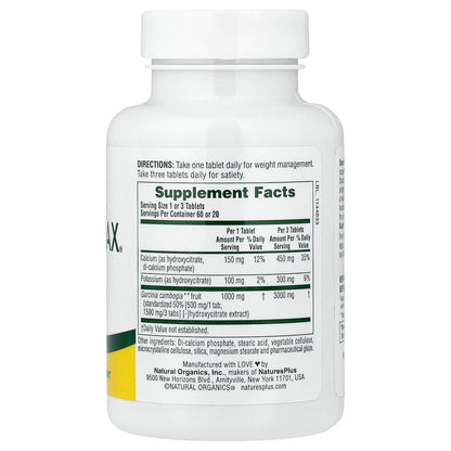 NaturesPlus, Garcinia Cambogia Super Citrimax®, 60 Tablets