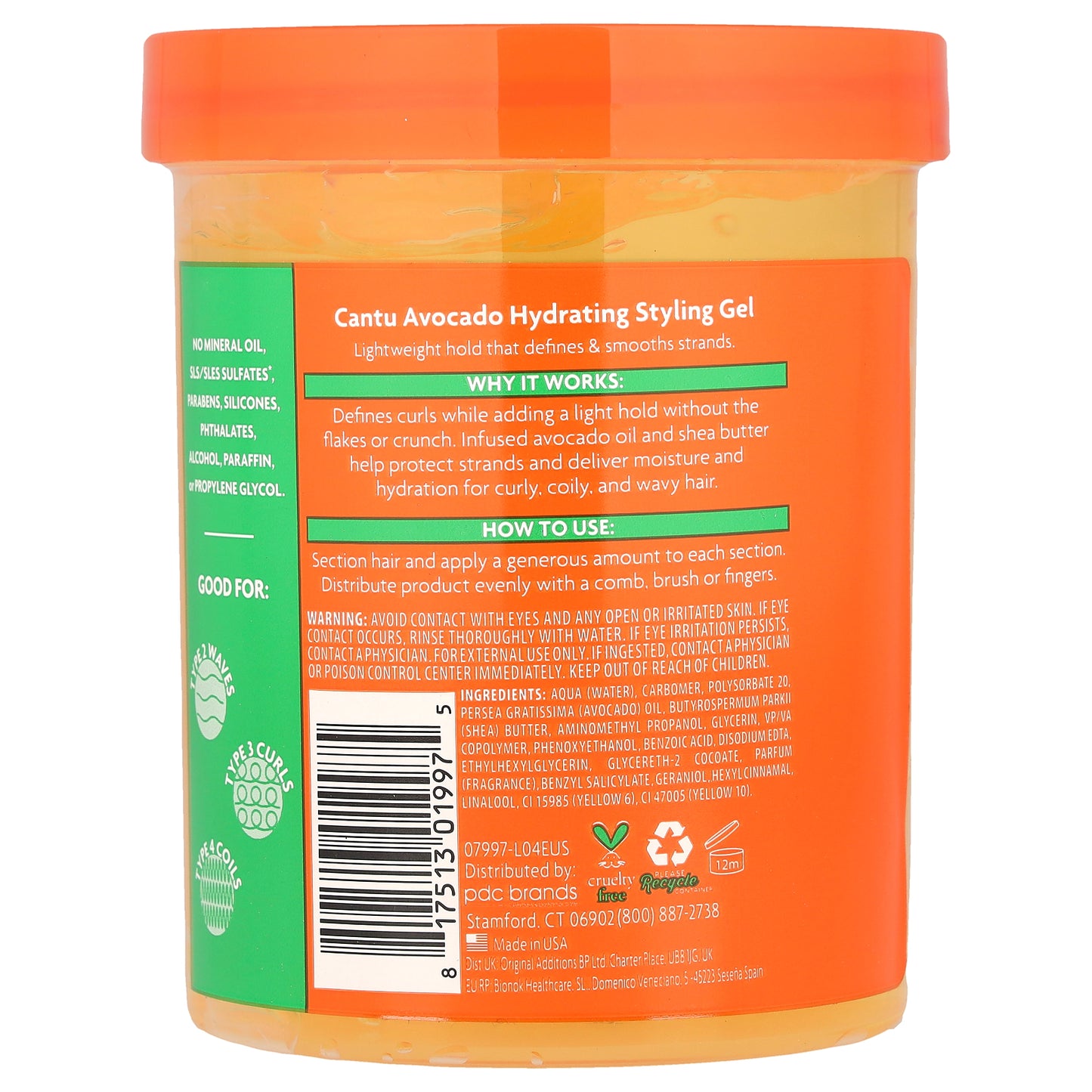 Cantu, Avocado Hydrating Styling Gel, 18.5 oz (524 g)