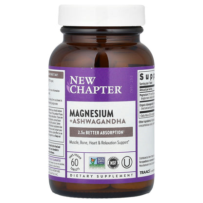 New Chapter, Magnesium + Ashwagandha, 60 Vegan Tablets