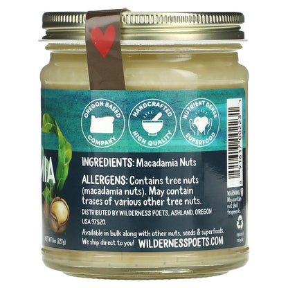 Wilderness Poets, Raw Macadamia Butter, 8 oz (227 g)