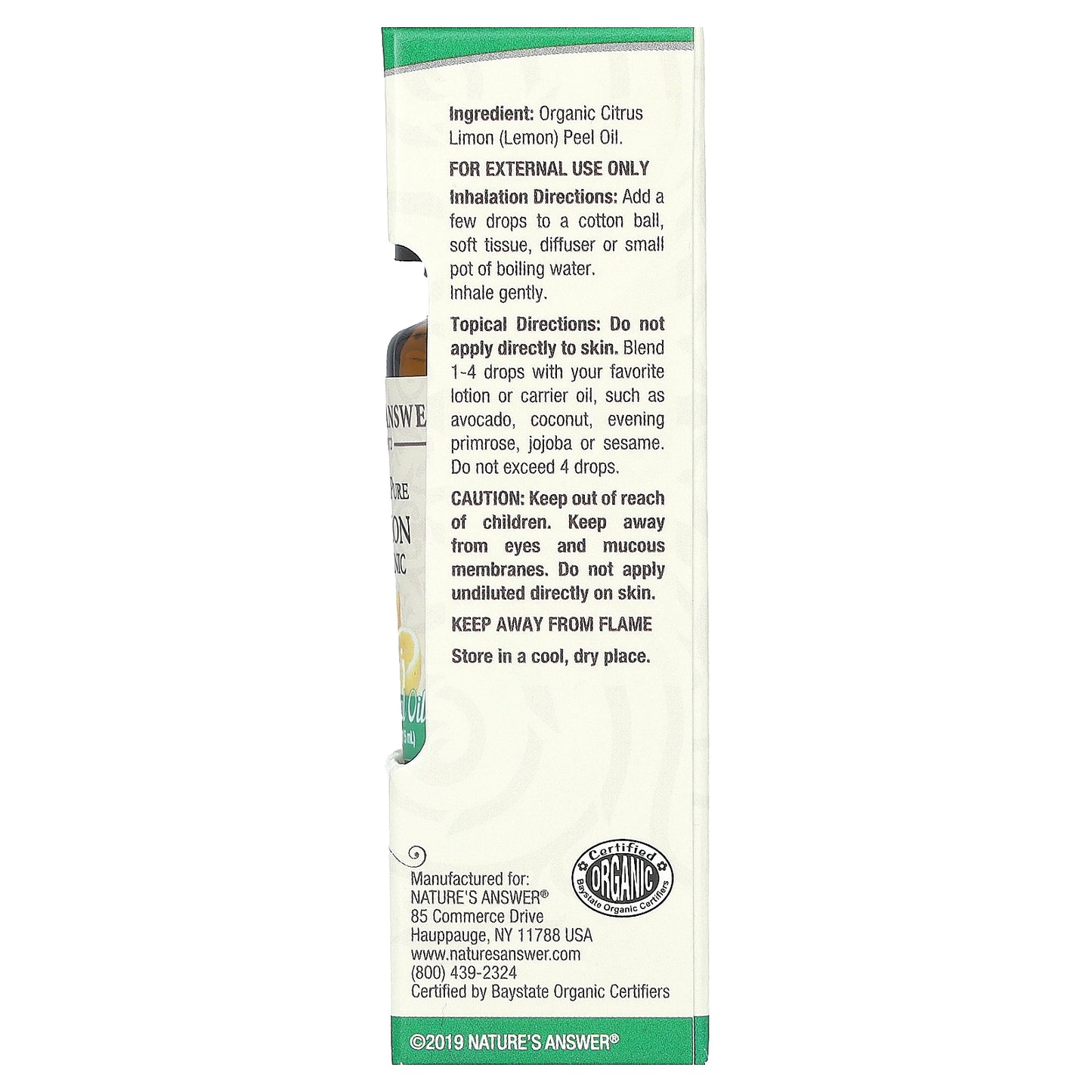 Nature's Answer, 100% Pure Organic Essential Oil, Lemon, 0.5 fl oz (15 ml)