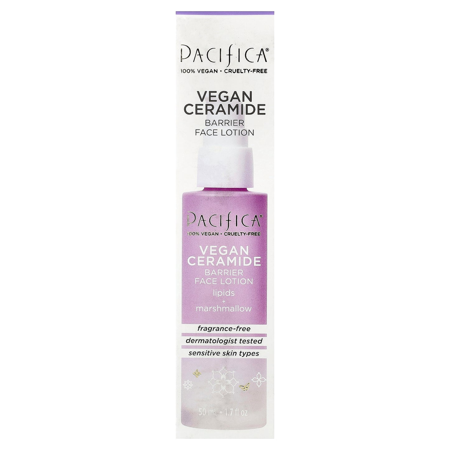 Pacifica, Vegan Ceramide, Barrier Face Lotion, Fragrance Free, 1.7 fl oz (50 ml)