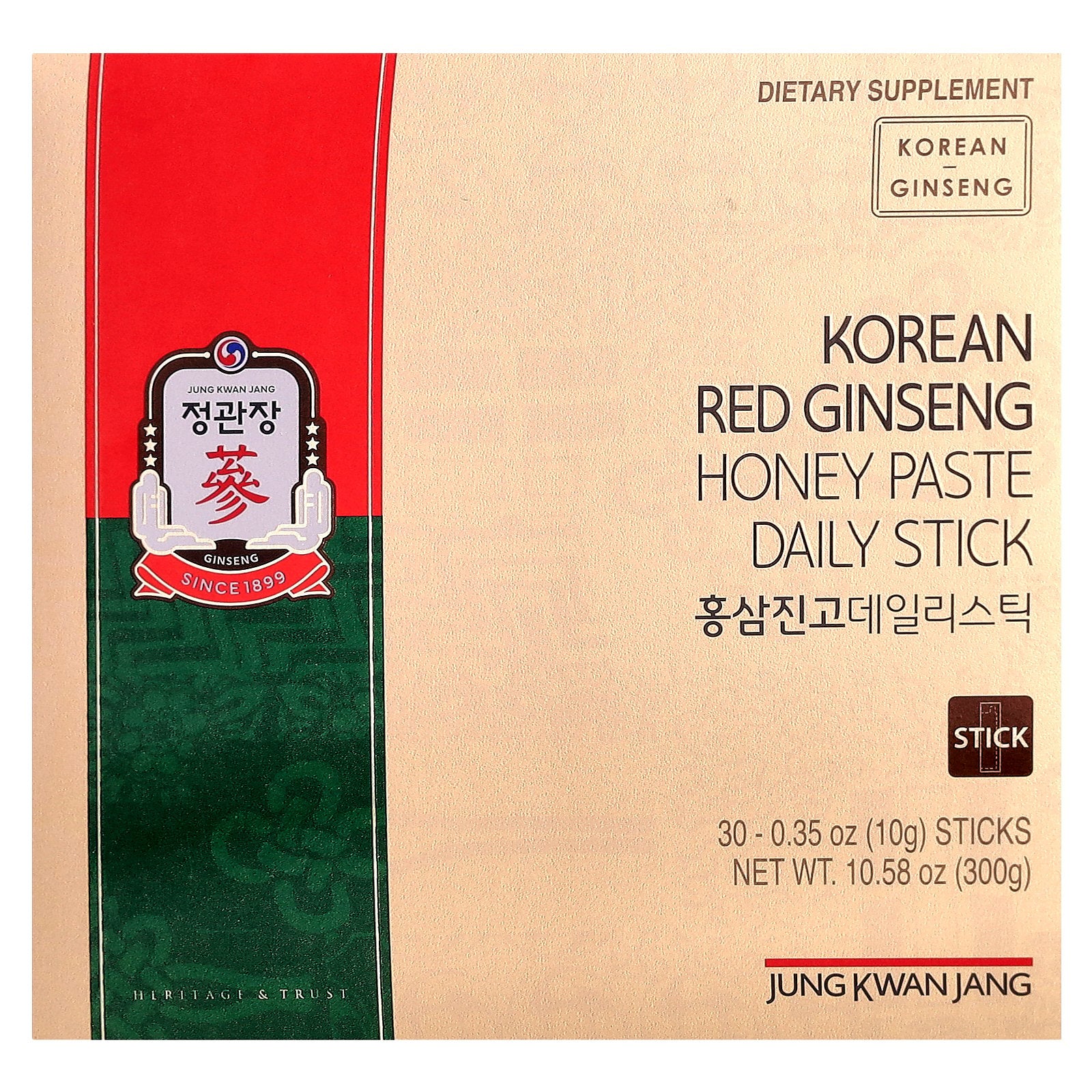 JungKwanJang, Korean Red Ginseng Honey Paste Daily Stick, 30 Sticks, 0.35 oz (10 g) Each