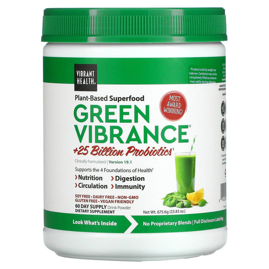 Vibrant Health, Green Vibrance +25 Billion Probiotics, Version 19.1, 23.83 oz (675.6 g)