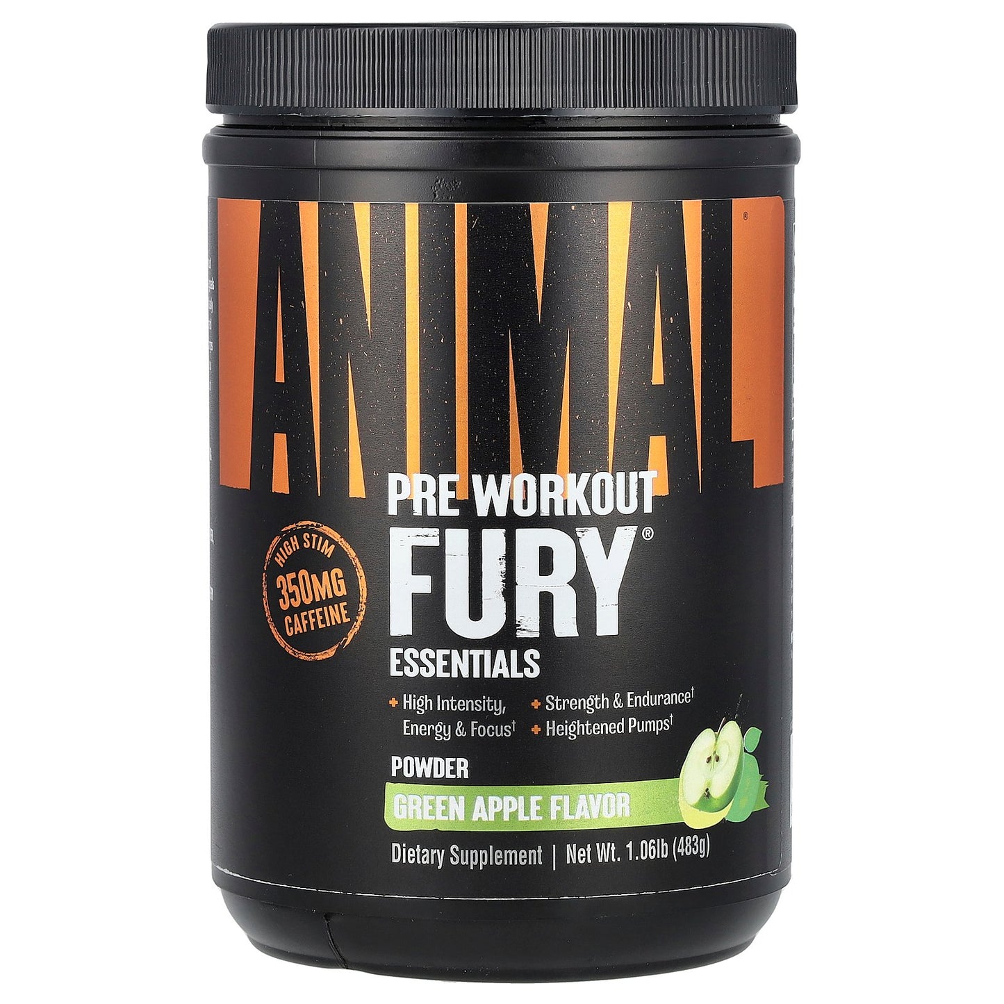 Animal, Fury® Essentials, Pre Workout, Green Apple, 1.06 lb (483 g)