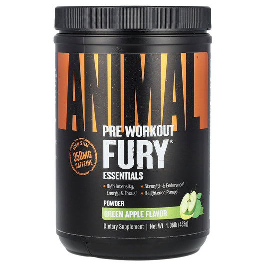 Animal, Fury® Essentials, Pre Workout, Green Apple, 1.06 lb (483 g)