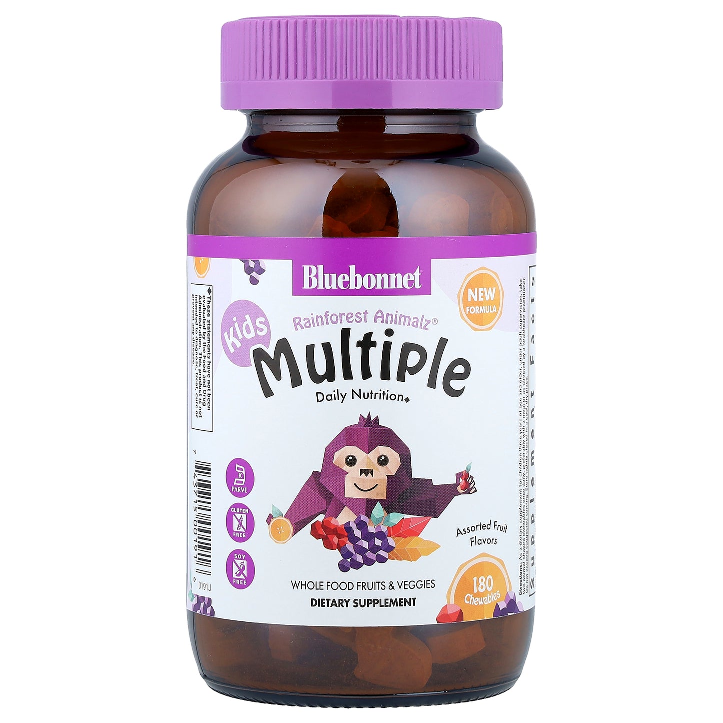 Bluebonnet Nutrition, Rainforest Animalz®, Kids Multiple, Assorted Fruit, 180 Chewables