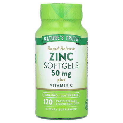 Nature's Truth, Zinc Plus Vitamin C, Rapid Release , 120 Rapid Release Liquid Softgels