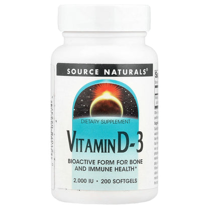 Source Naturals, Vitamin D-3, 50 mcg (2,000 IU), 200 Softgels