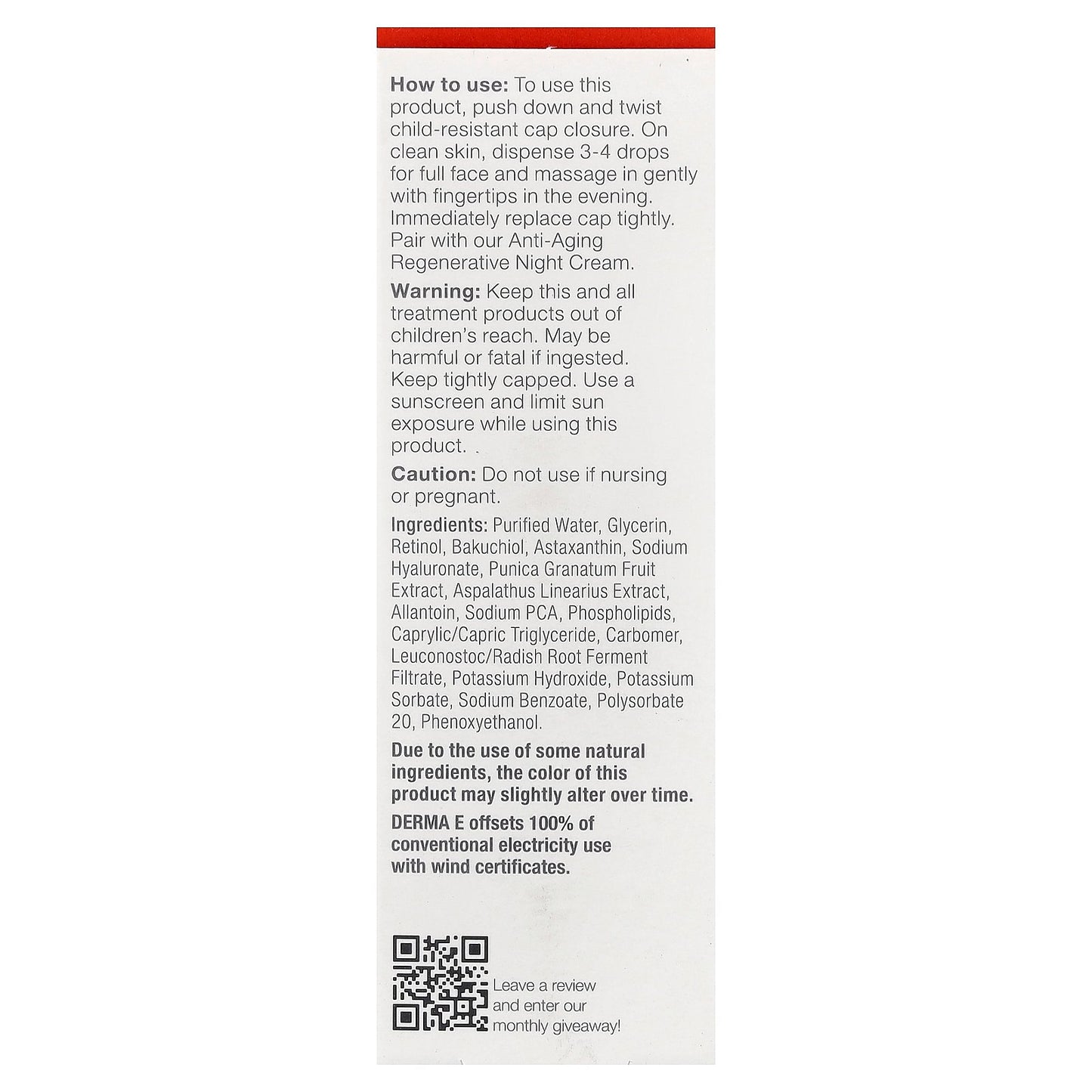 DERMA E, Anti-Wrinkle, Retinol Concentrated Serum, 1 fl oz (30 ml)