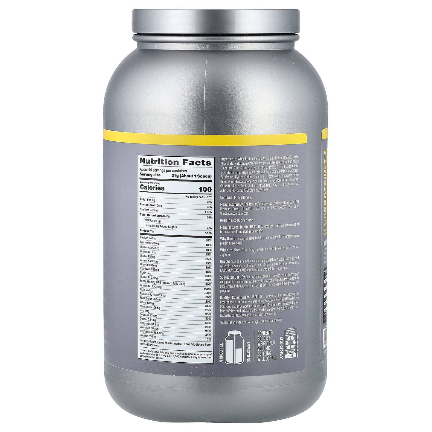 Isopure, Zero Carb Protein Powder, Banana Cream, 3 lb (1.36 kg)