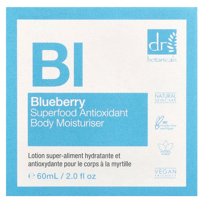 Dr. Botanicals, Superfood Antioxidant Body Moisturiser, Blueberry, 2 fl oz (60 ml)