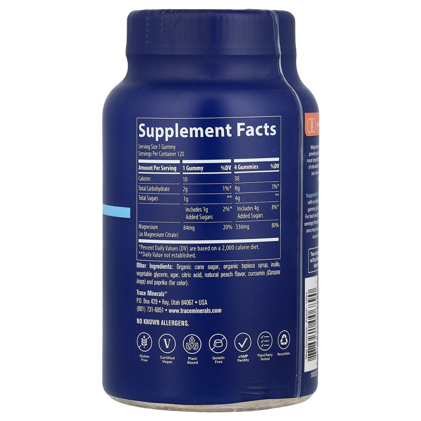 Trace, Magnesium Gummies, Peach, 120 Gummies