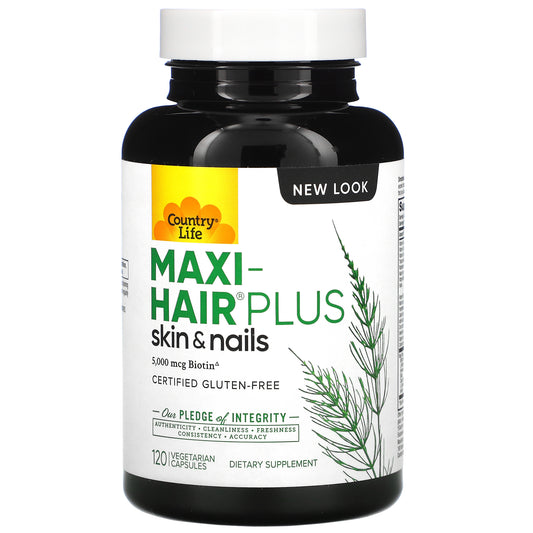 Country Life, Maxi-Hair Plus, 1,250 mcg, 120 Vegetarian Capsules