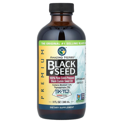 Amazing Herbs, Premium Black Seed™, 100% Pure Cold-Pressed Black Cumin Seed Oil, 5 g, 8 fl oz (240 ml)