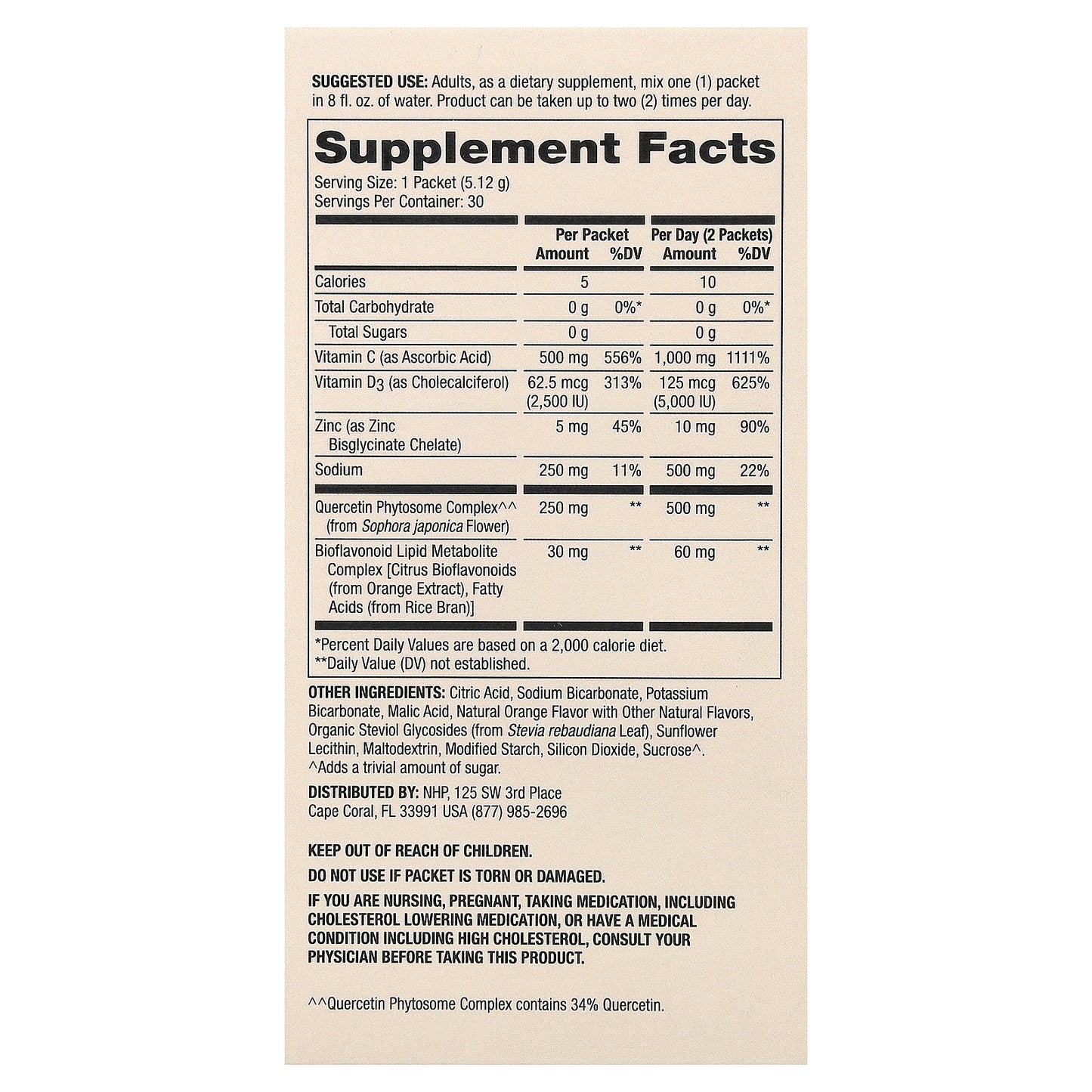 Dr. Mercola, Vitamin C-PAK with Quercetin, Natural Orange, 30 Packets, 0.18 oz (5.12 g) Each