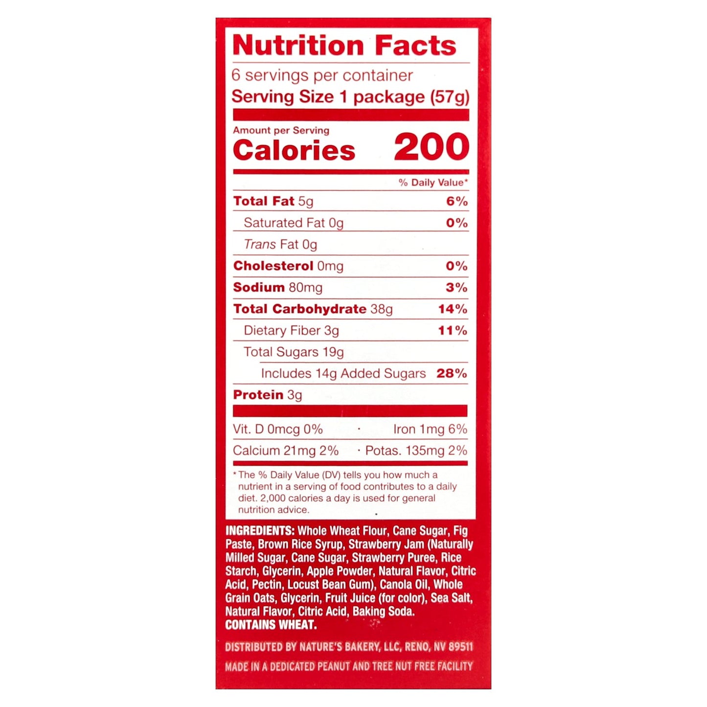 Nature's Bakery, Fig Bar, Strawberry, 6 Twin Packs, 2 oz (57 g) Each
