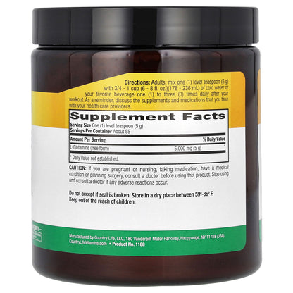 Country Life, Glutamine Pure Powder, 9.7 oz (275 g)