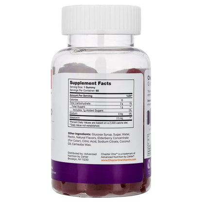 Chapter One, Sleep, Melatonin Gummies, Flavored, 60 Gummies (2.5 mg Per Gummy)
