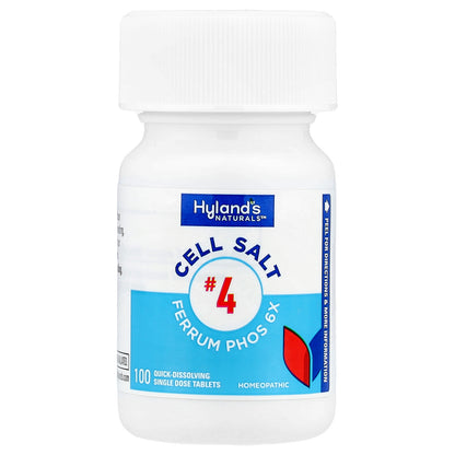 Hyland's Naturals, Cell Salt #4, Ferrum Phos 6X, 100 Quick-Dissolving Single Tablets