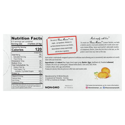 Bonne Maman, Tartlets, Lemon, 9 Tartlets, 0.49 oz (13.9 g) Each