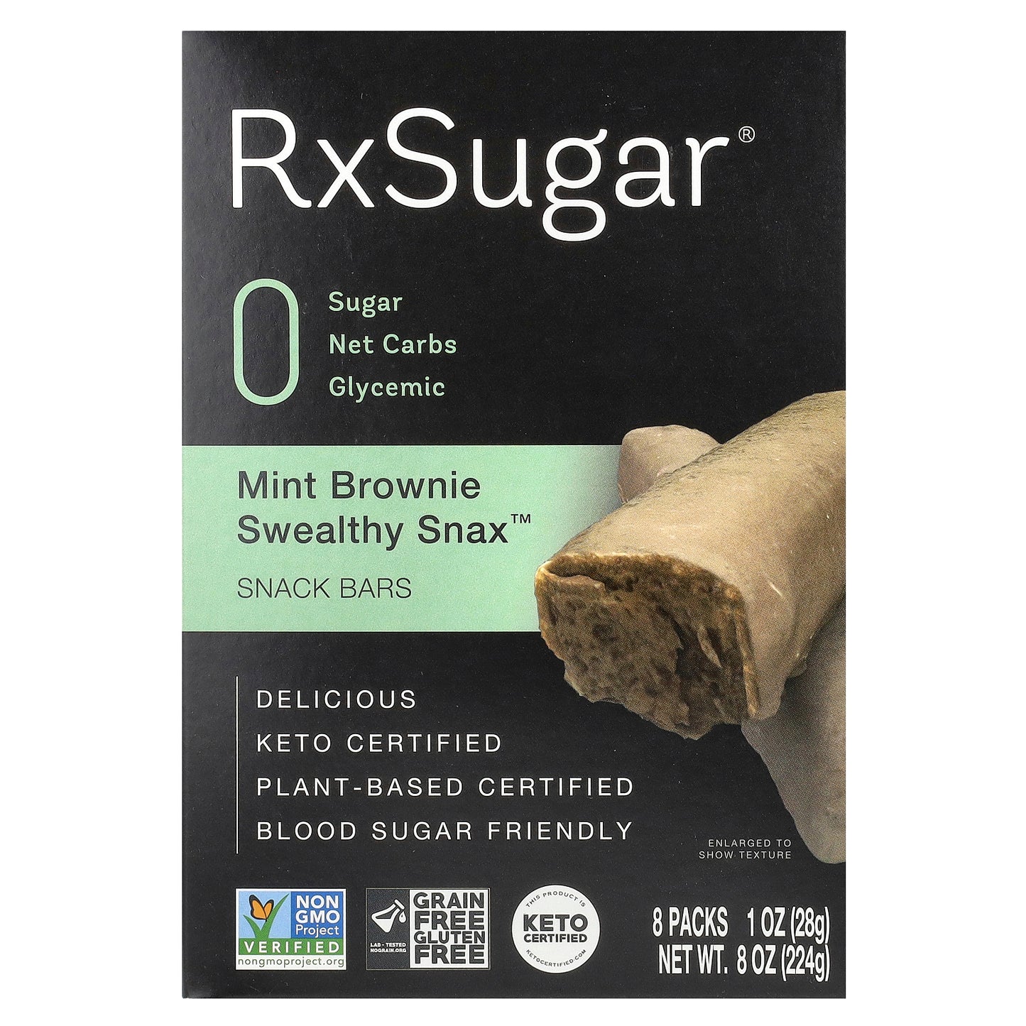 RxSugar, Swealthy Snax™, Snack Bars, Mint Brownie, 8 Packs, 1 oz (28 g) Each