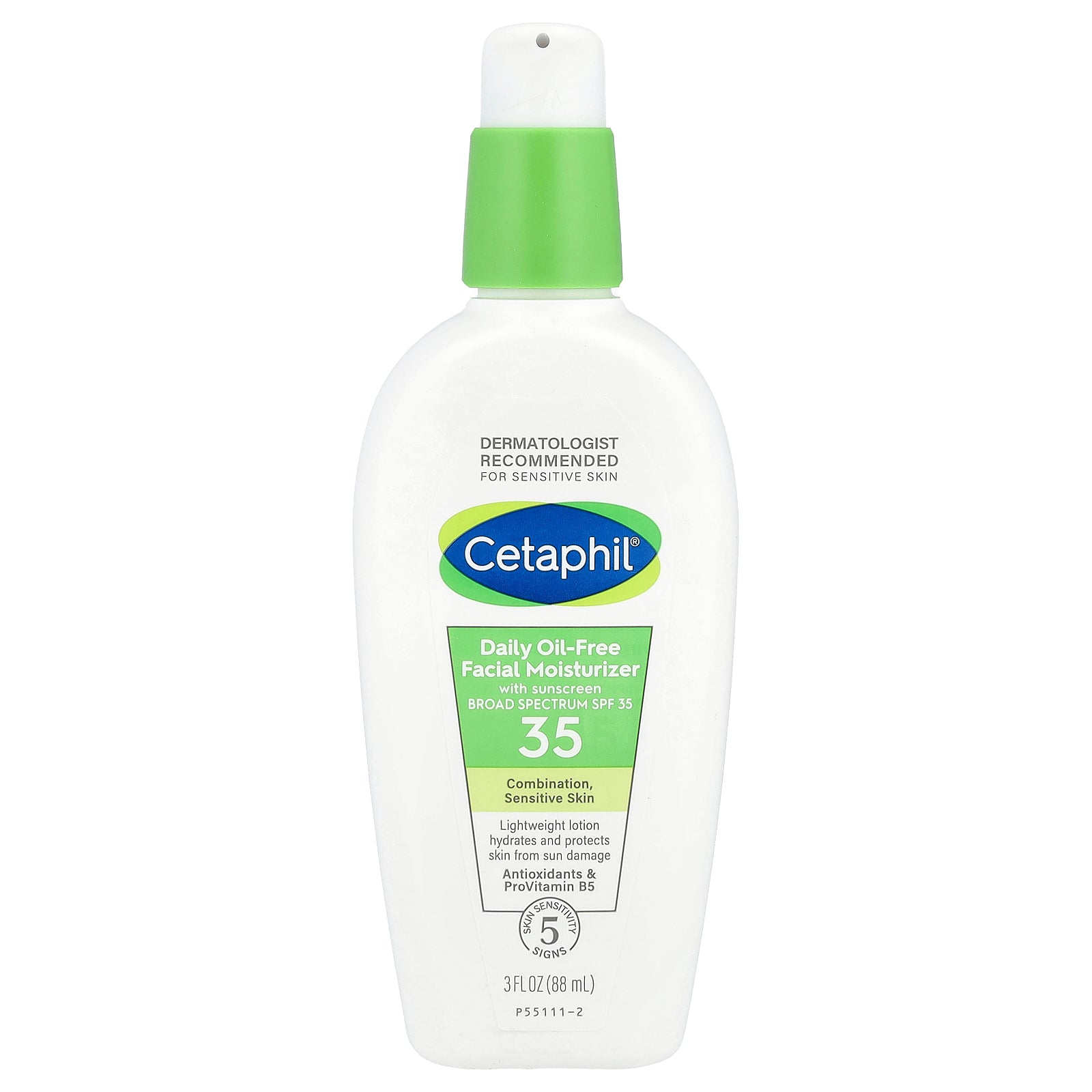 Cetaphil, Daily Oil-Free Facial Moisturizer with Sunscreen, SPF 35, Fragrance Free, 3 fl oz (88 ml)