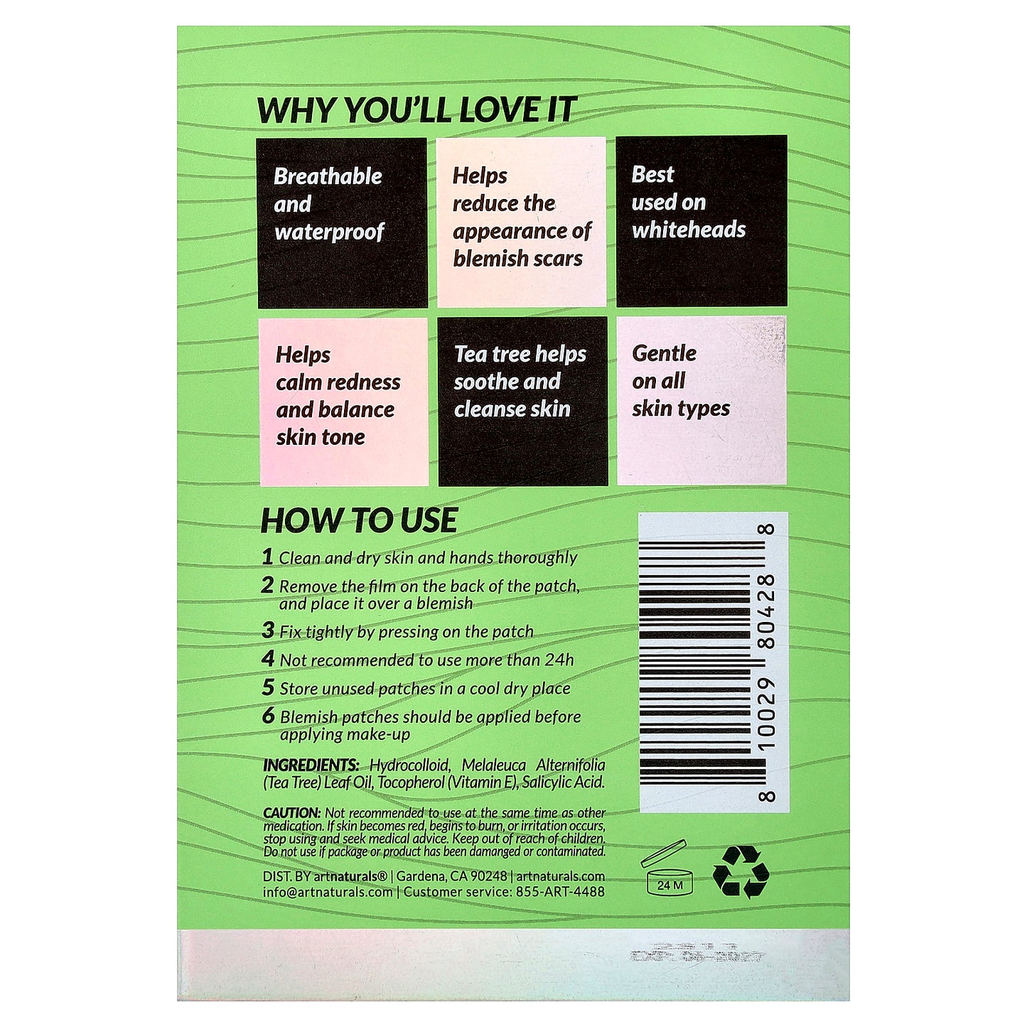 artnaturals, Luxe, Hydrocolloid Blemish Dots, Tea Tree, Sensitive Skin, 144 Patches