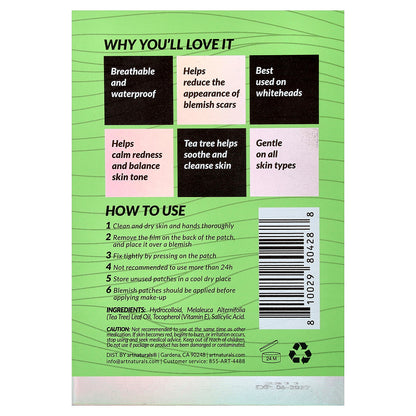 artnaturals, Luxe, Hydrocolloid Blemish Dots, Tea Tree, Sensitive Skin, 144 Patches