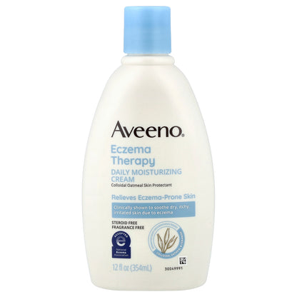 Aveeno, Eczema Therapy Daily Moisturizing Cream, Fragrance Free, 12 fl oz (354 ml)