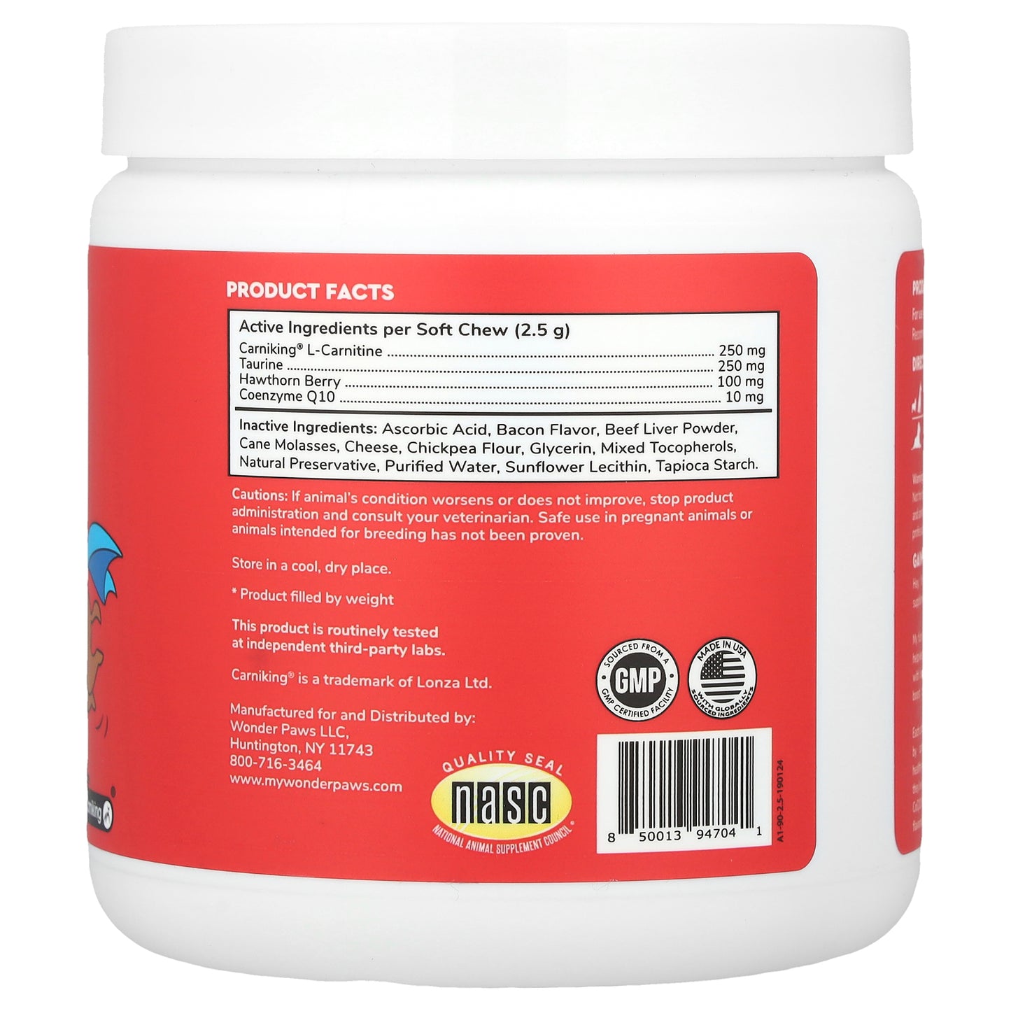 Wonder Paws, Superhero® Heart + Vitality Chews, For Dogs, All Ages, Bacon, 90 Soft Chews, 7.93 oz (225 g)