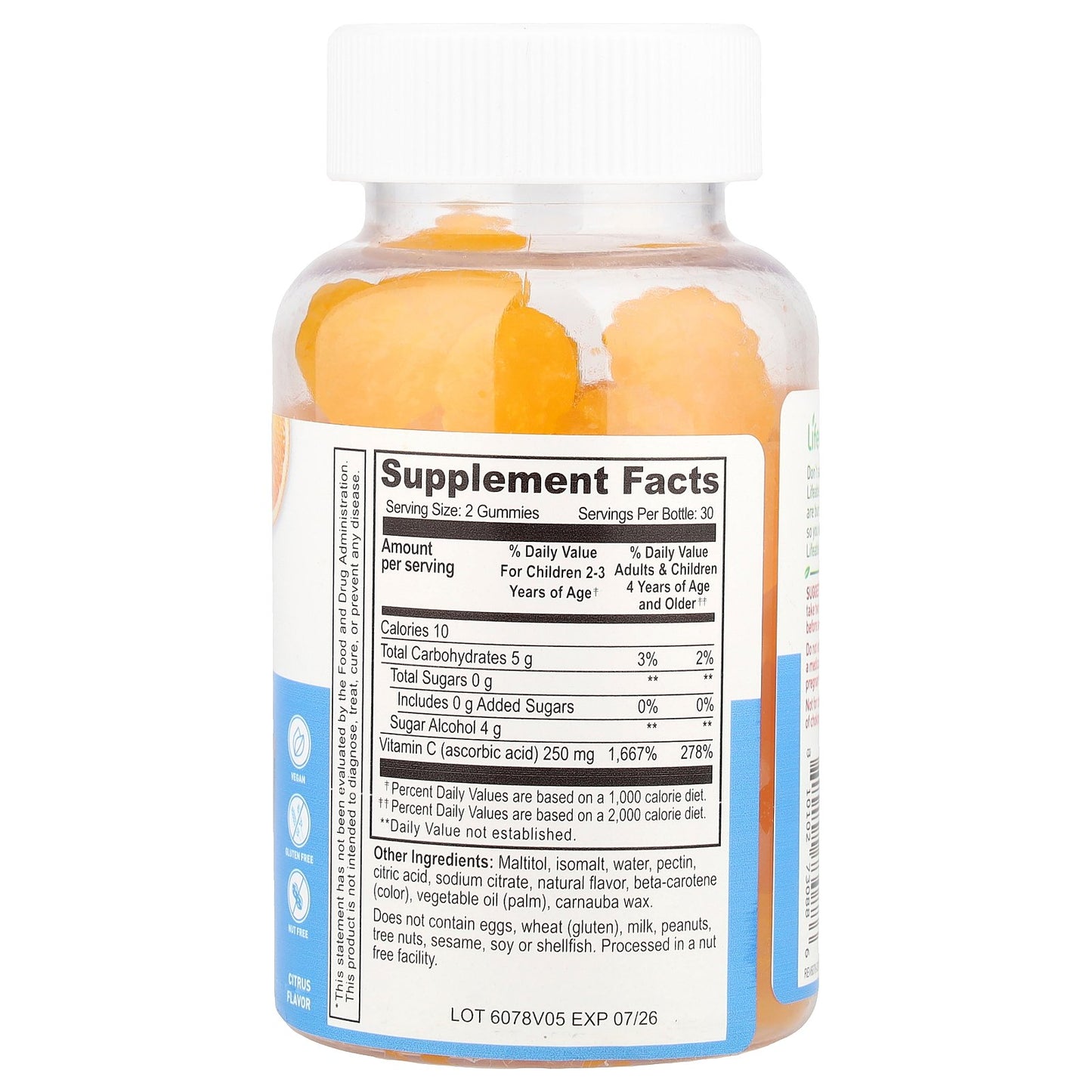 Lifeable, Kids, Vitamin C Gummies, Sugar Free, Citrus, 60 Gummies (125 mg per Gummy)