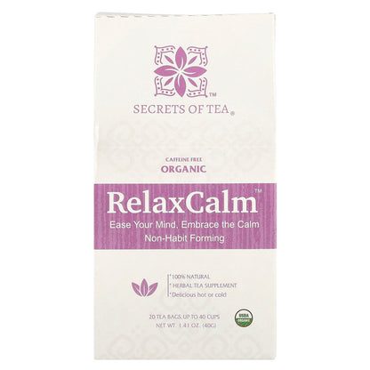 Secrets of Tea, Organic RelaxCalm™, Caffeine Free, 20 Tea Bags, 1.41 oz (40 g)