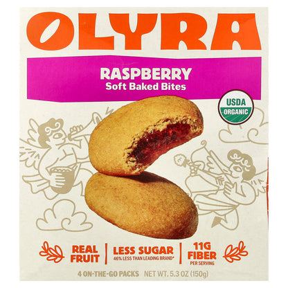 Olyra, Soft Baked Bites, Raspberry, 4 On-The-Go Packs, 1.32 oz (37.5 g) Each