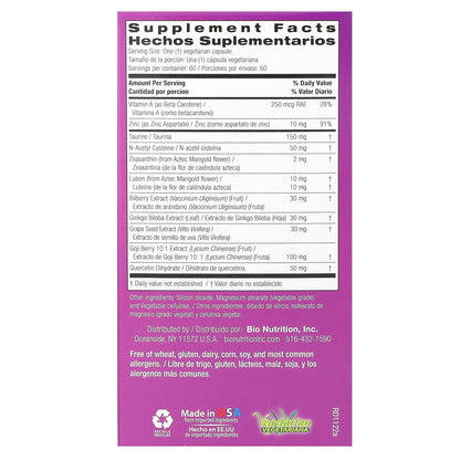 Bio Nutrition, Eye Wellness with Zeaxanthin, 60 Vegetarian Capsules