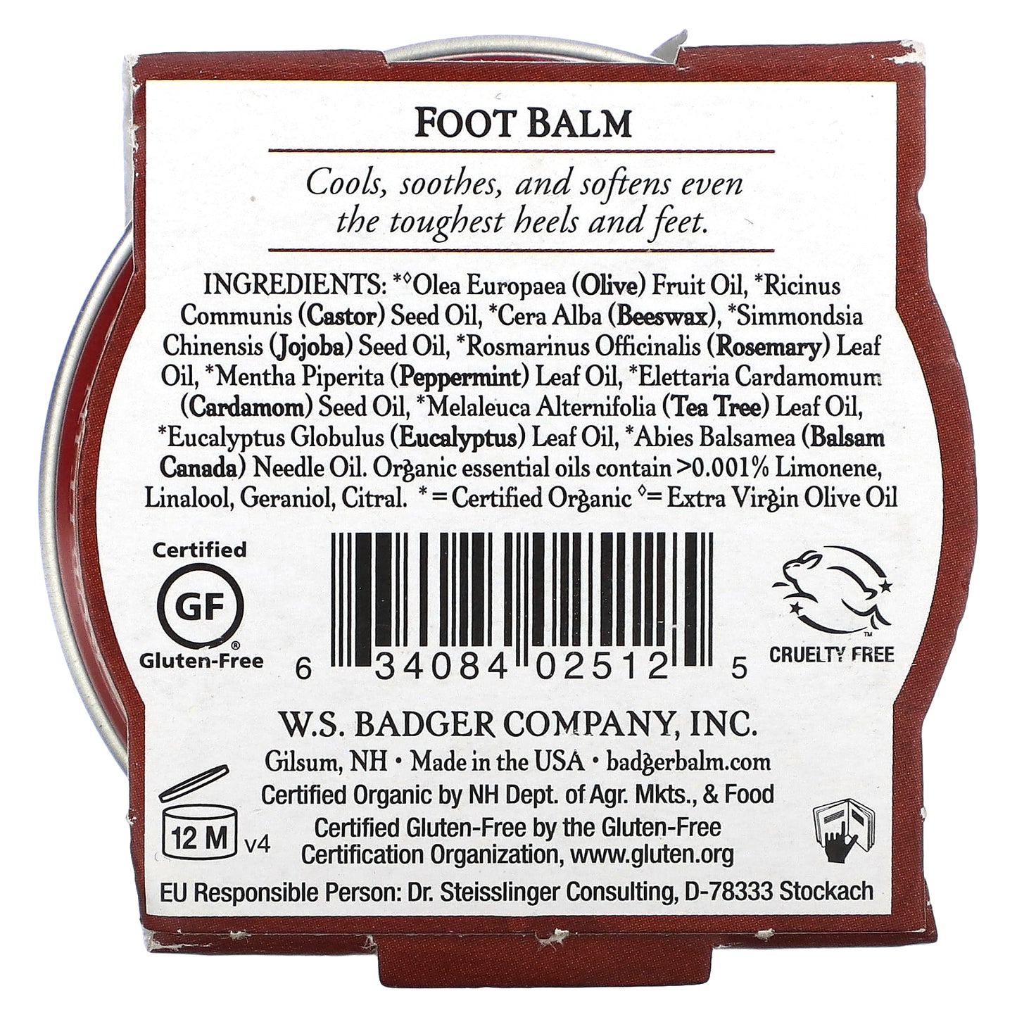 Badger, Organic Foot Balm, Peppermint & Tea Tree, 0.75 oz (21 g)