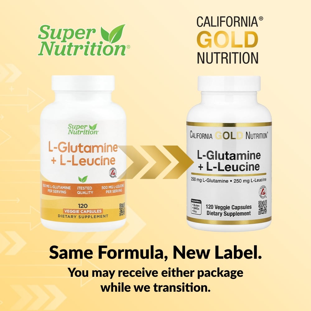 California Gold Nutrition, L-Glutamine + L-Leucine, 120 Veggie Capsules
