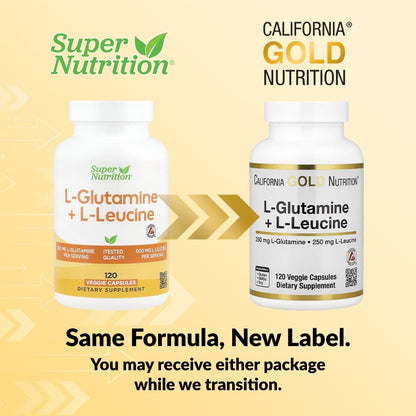 California Gold Nutrition, L-Glutamine + L-Leucine, 120 Veggie Capsules