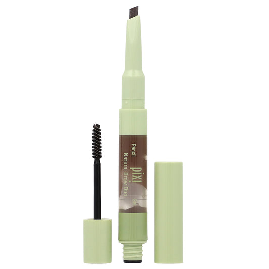 Pixi Beauty, 2-In-1 Natural Brow Duo, Brow Pencil & Gel, 0633  Deep Brunette, 1 Count