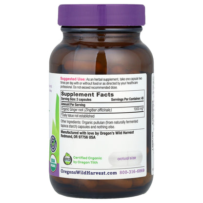 Oregon's Wild Harvest, Organic Ginger, 90 Vegan Capsules (500 mg per Capsule)