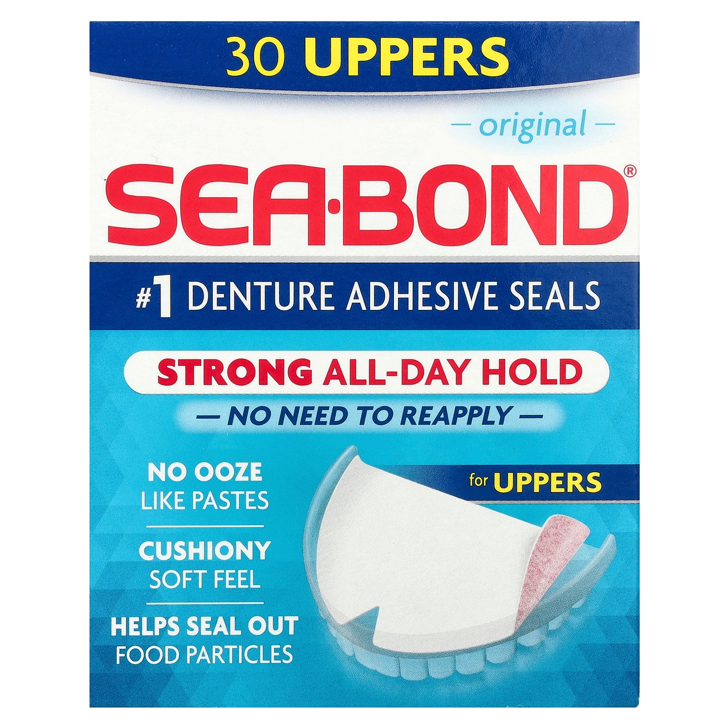 SeaBond, Denture Adhesive Seals, Original, 30 Uppers