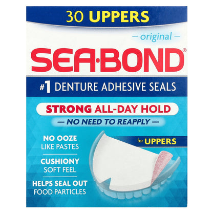 SeaBond, Denture Adhesive Seals, Original, 30 Uppers