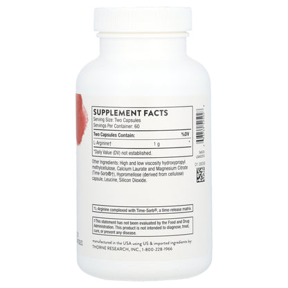 Thorne, L-Arginine, 120 Capsules (500 mg per Capsule)