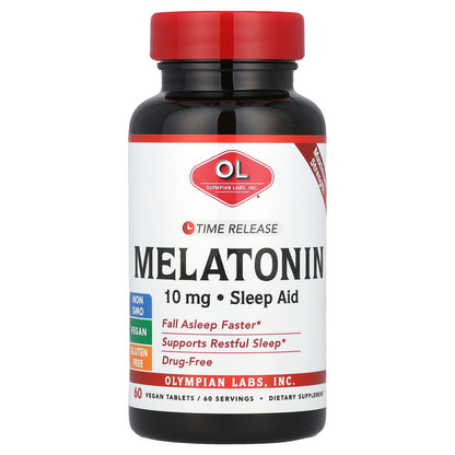 Olympian Labs, Melatonin, Time Release, 10 mg, 60 Vegan Tablets