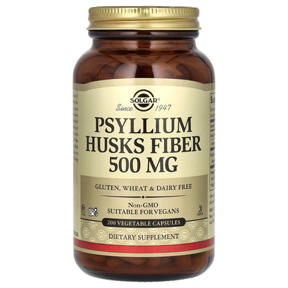 Solgar, Psyllium Husks Fiber, 1,000 mg, 200 Vegetable Capsules (500 mg per Capsule)