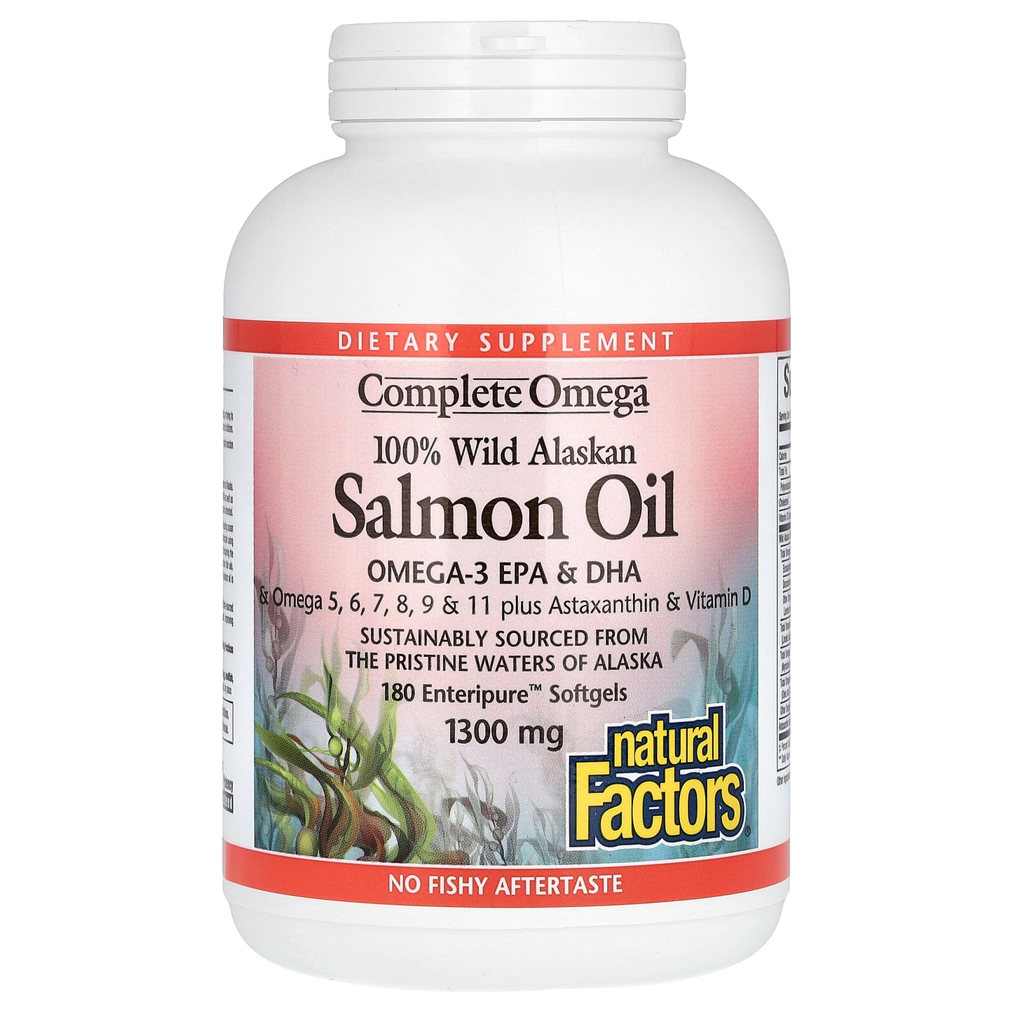 Natural Factors, Complete Omega, 100% Wild Alaskan Salmon Oil, 1,300 mg, 180 Enteripure Softgels